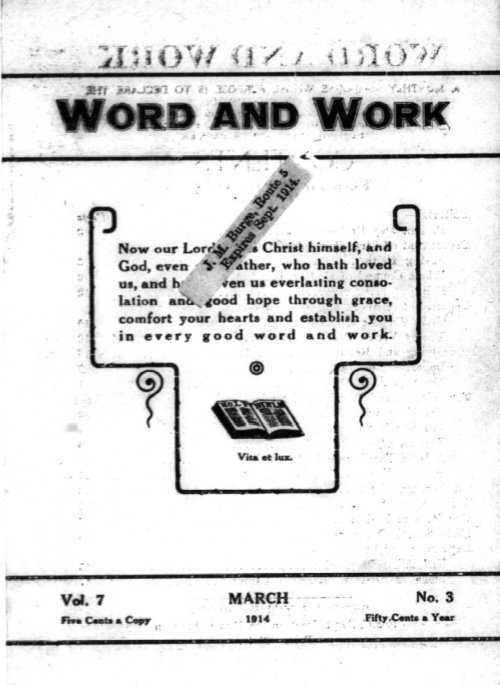 Word and Work, Vol. 7, No. 3, March 1914 Front Cover