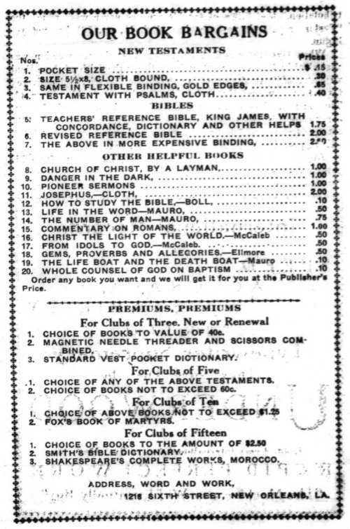 Word and Work, Vol. 7, No. 3, March 1914, p. 50 (Back cover)