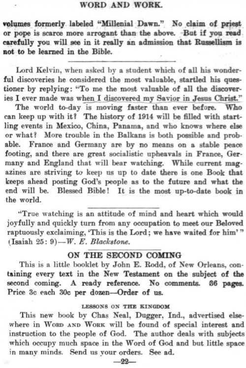 Word and Work, Vol. 7, No. 5, May 1914, p. 22