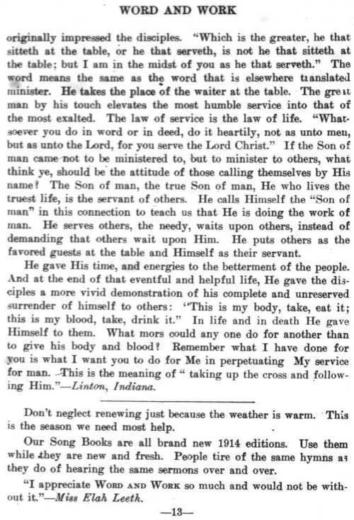 Word and Work, Vol. 7, No. 8, August 1914, p. 13