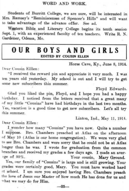 Word and Work, Vol. 7, No. 8, August 1914, p. 25