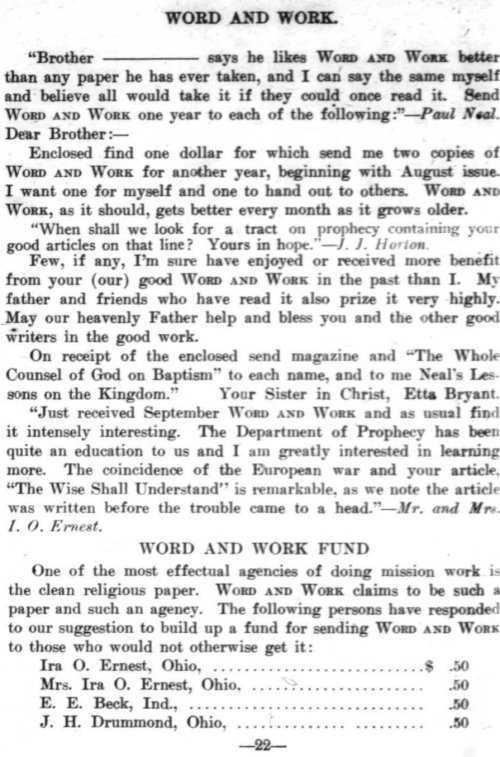 Word and Work, Vol. 7, No. 10, October 1914, p. 22