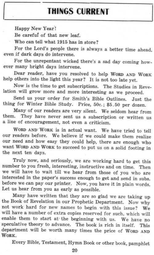 Word and Work, Vol. 8, No. 1, January 1915, p. 20