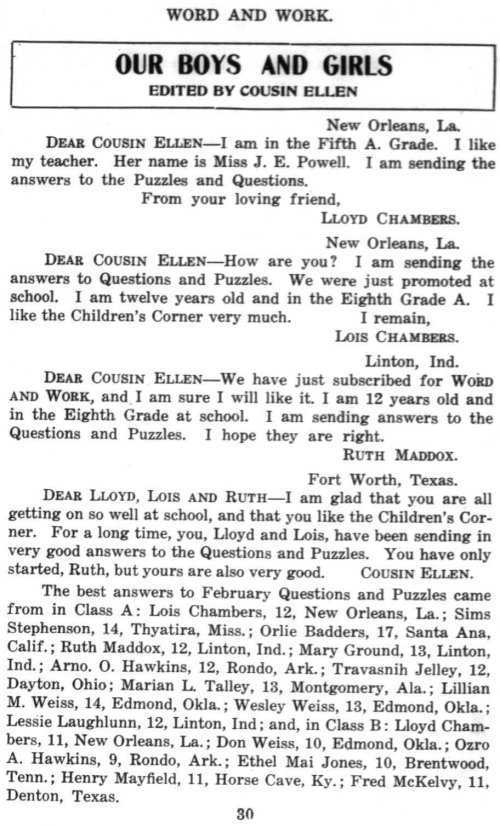 Word and Work, Vol. 8, No. 4, April 1915, p. 30