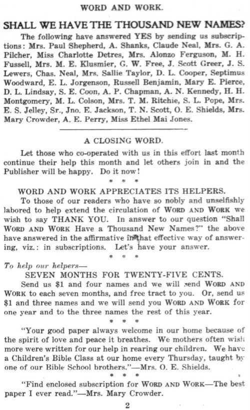 Word and Work, Vol. 8, No. 6, June 1915, p. 2