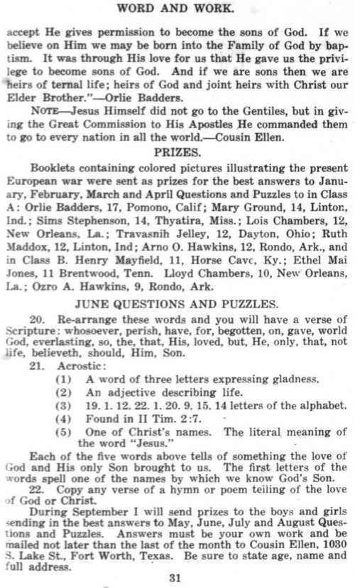 Word and Work, Vol. 8, No. 6, June 1915, p. 31
