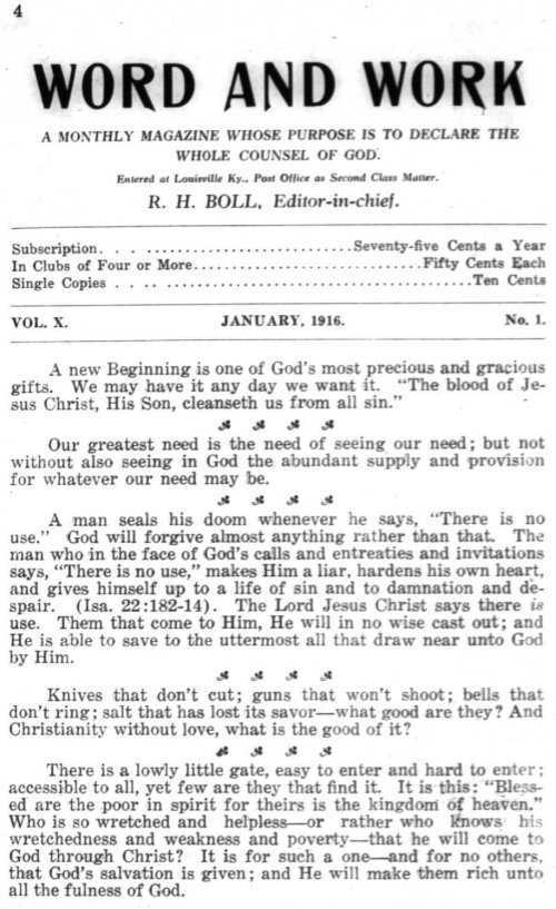 Word and Work, Vol. 9, No. 1, January 1916, p. 4