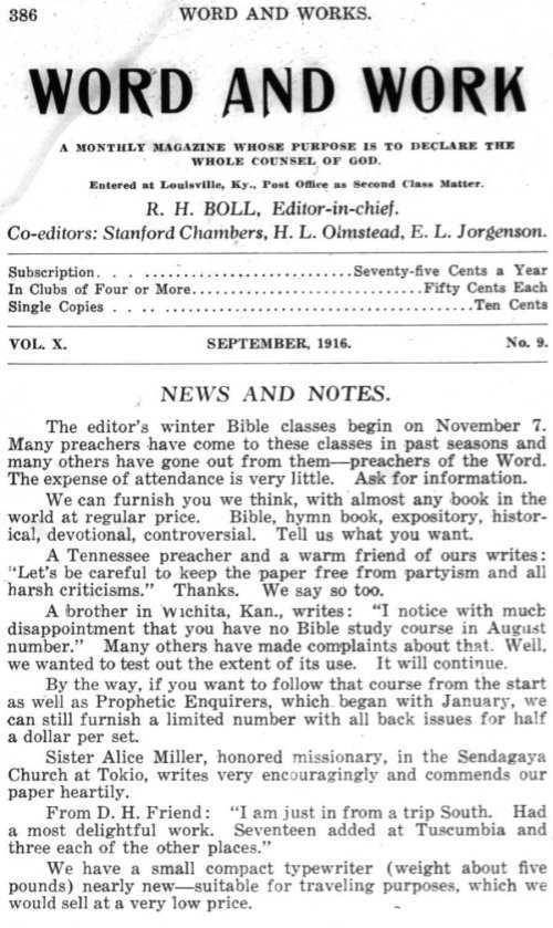 Word and Work, Vol.  9, No. 9, September 1916, p. 386