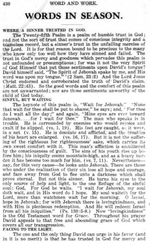 Word and Work, Vol.  9, No. 10, October 1916, p. 430