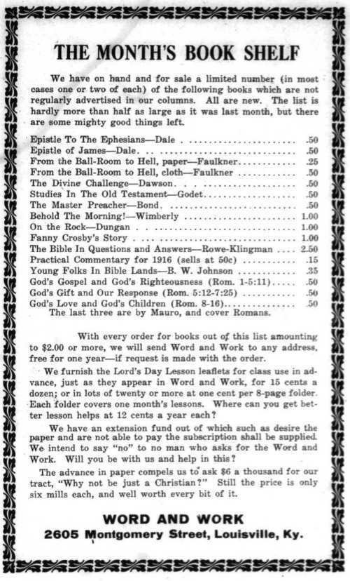 Word and Work, Vol.  9, No. 10, October 1916, p. 474