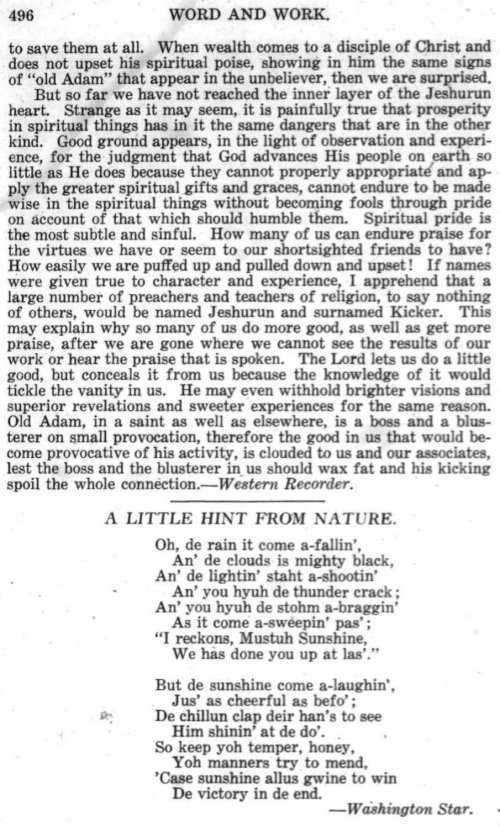 Word and Work, Vol.  9, No. 11, November 1916, p. 496
