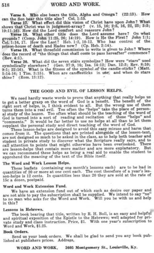 Word and Work, Vol.  9, No. 11, November 1916, p. 518