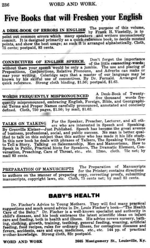 Word and Work, Vol. 10, No. 5, May 1917, p. 236