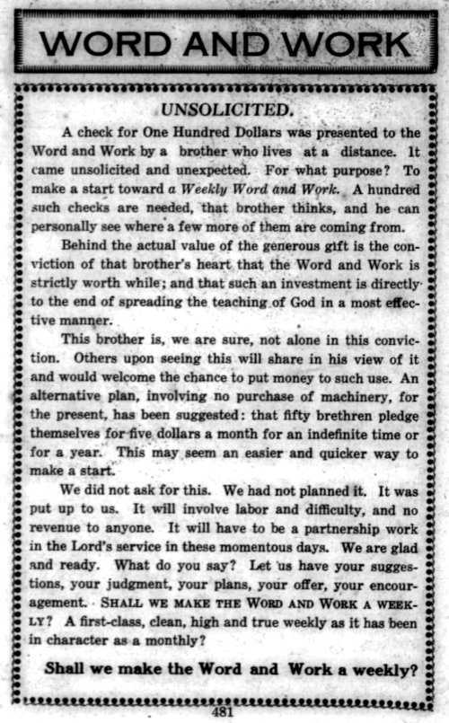 Word and Work, Vol. 10, No. 12, December 1917, p. 481