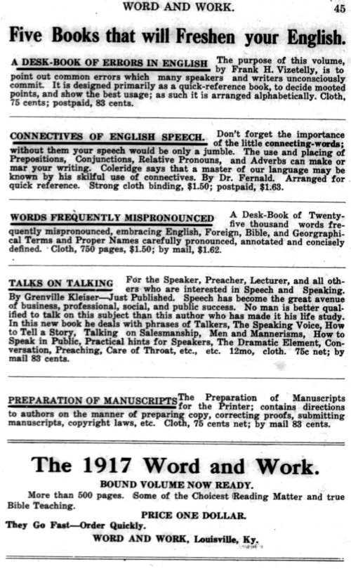 Word and Work, Vol. 11, No. 1, January 1918, p. 45