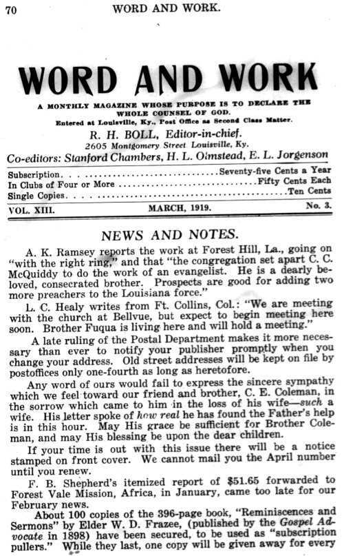 Word and Work, Vol. 12, No. 3, March 1919, p. 70