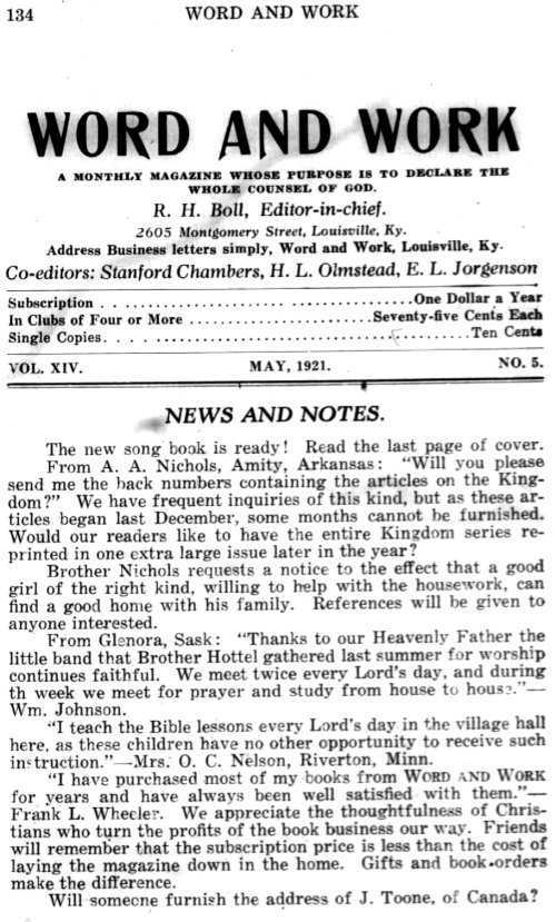 Word and Work, Vol. 14, No. 5, May 1921, p. 134