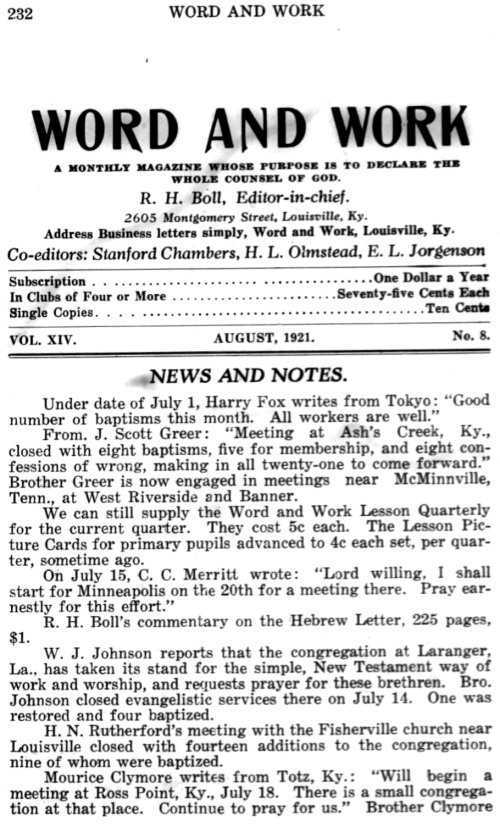 Word and Work, Vol. 14, No. 8, August 1921, p. 232