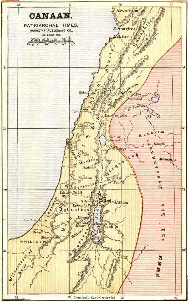 Map of Palestine in Patriarchal Times