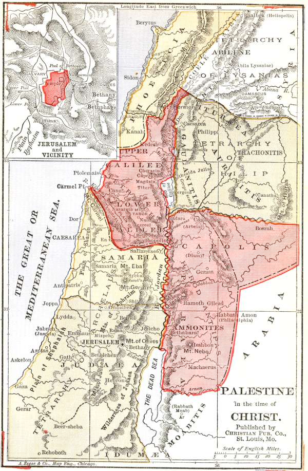 Map of Palestine in the Time of Christ