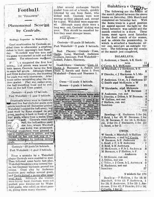 Football Results, Newspaper Clipping, 1932
