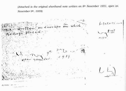 Original Shorthand Note Written on 8 November 1831