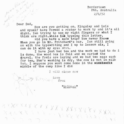 Letter from Douglas, Dated Bordertown, S. A., 2 June 1952 (Typescript)