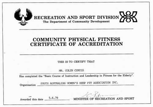 Community Physical Fitness Certificate of Accreditation, 5 June 1979