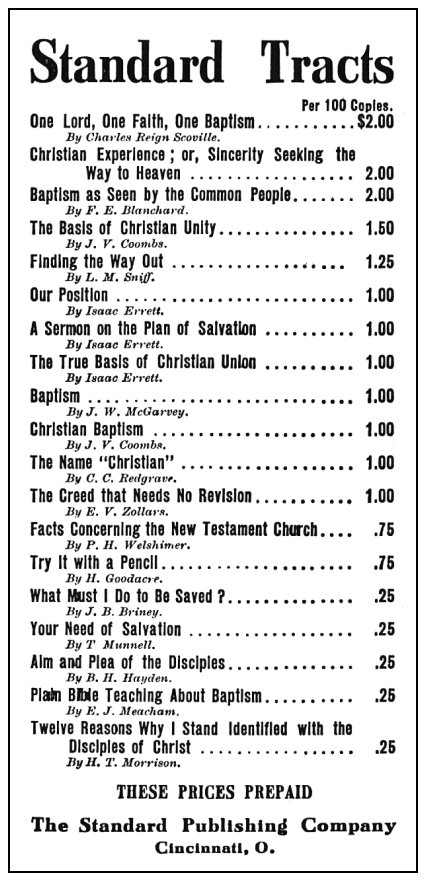 Advertisement for Standard Tracts