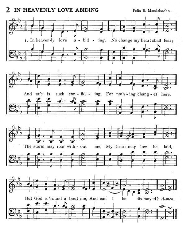 Score of Hymn 2: In Heavenly Love Abiding by Anna L. Waring