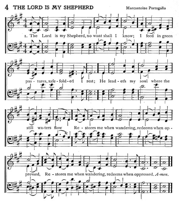 Score of Hymn 4: The Lord Is My Shepherd by James Montgomery