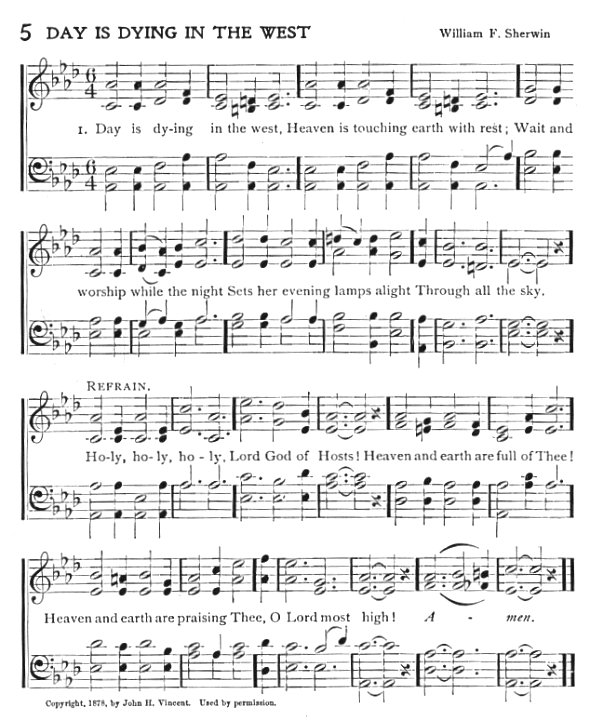 Score of Hymn 5: Day Is Dying in the West by Mary A. Lathbury