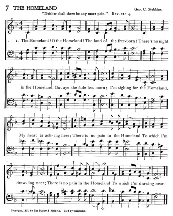 Score of Hymn 7: The Homeland by Rev. R. H. Haweis