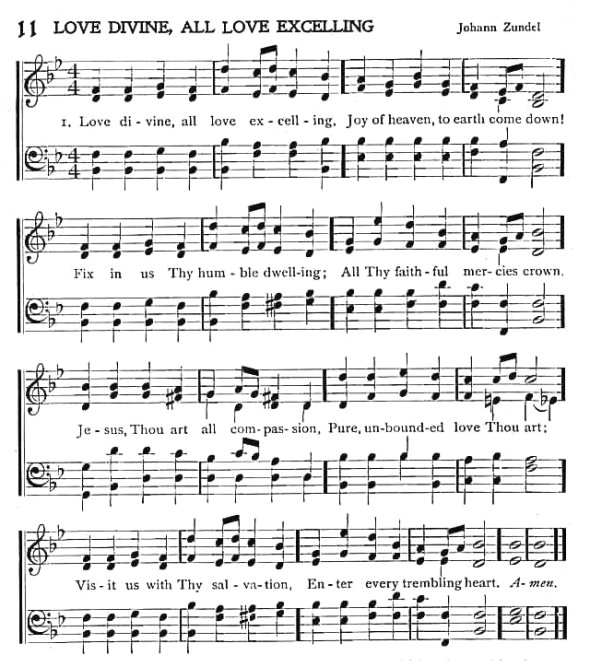 Score of Hymn 11: Love Divine, All Excelling by Charles Wesley