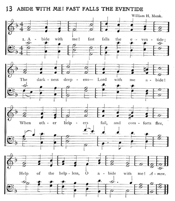 Score of Hymn 13: Abide with Me! Fast Falls the Eventide by Harry F. Lyte
