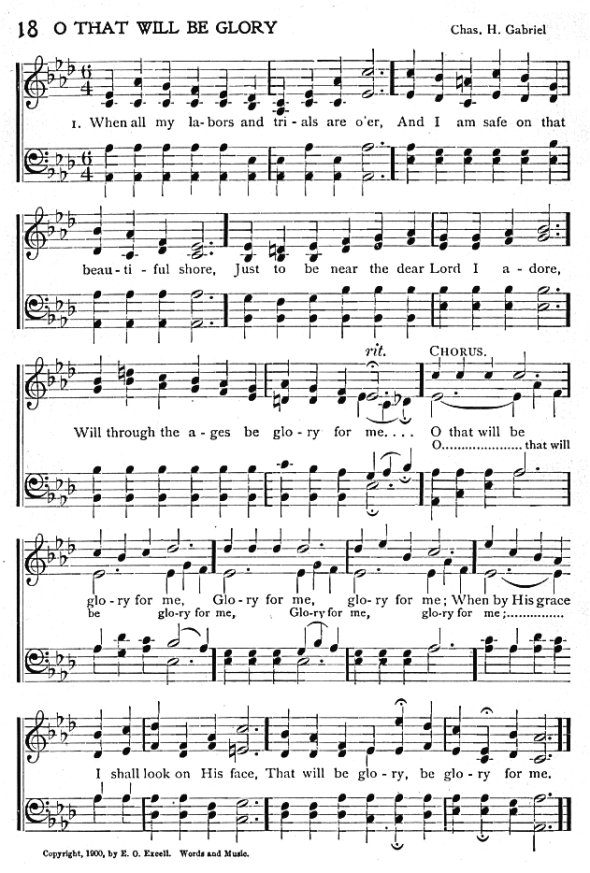 Score of Hymn 18: O That Will Be by Chas. H. Gabriel