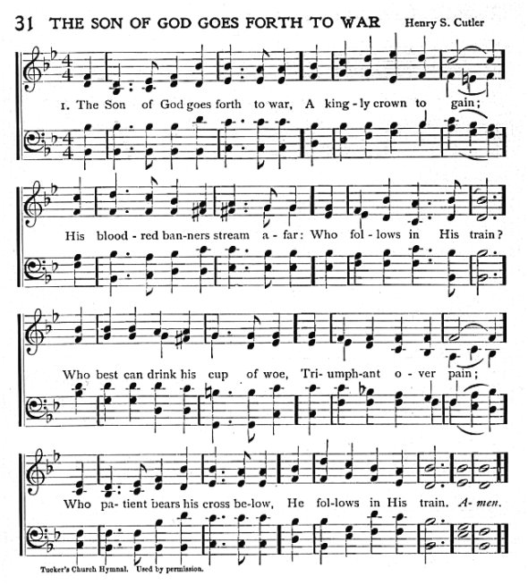 Score of Hymn 31: The Son of God Goes Forth to War by Reginald Heber