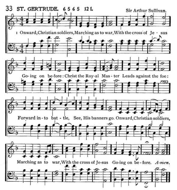 Score of Hymn 33: St. Gertrude (Onward, Christian Soldiers by Rev. S. Baring-Gould