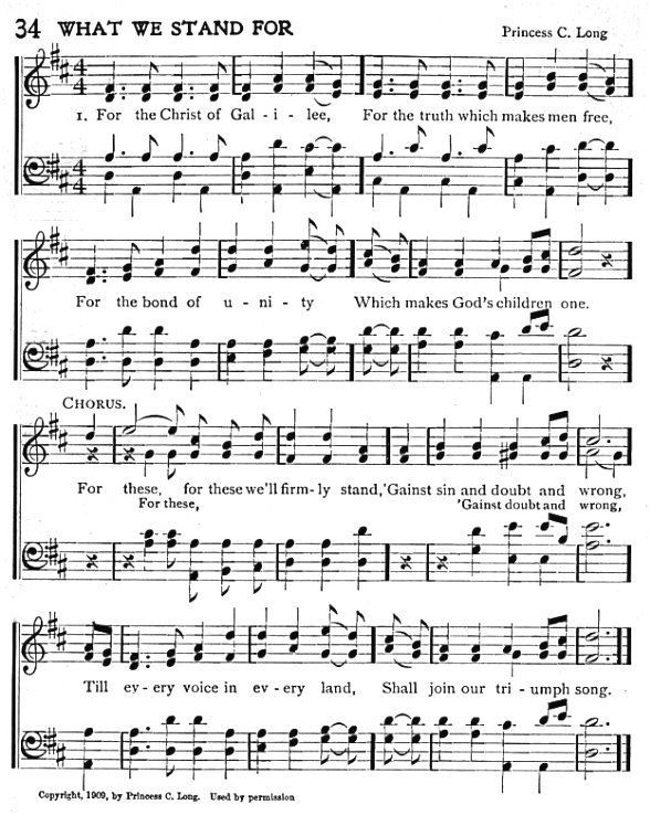Score of Hymn 34: What We Stand For by J. H. Garrison