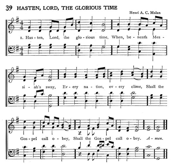 Score of Hymn 39: Hasten, Lord, the Glorious Time by Harriet Auber