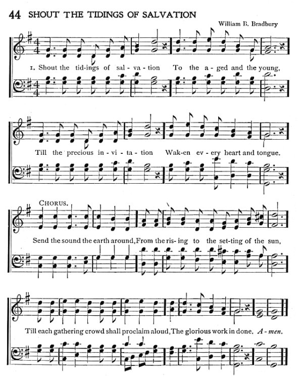 Score of Hymn 44: Shout the Tidings of Salvation by Lucius Hart