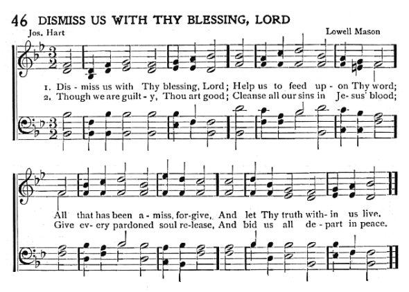 Score of Hymn 46: Dismiss Us with Thy Blessing, Lord by Jos. Hart