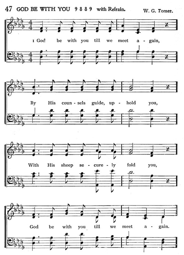 Score of Hymn 47: God Be with You by Rev. Jeremiah E. Rankin