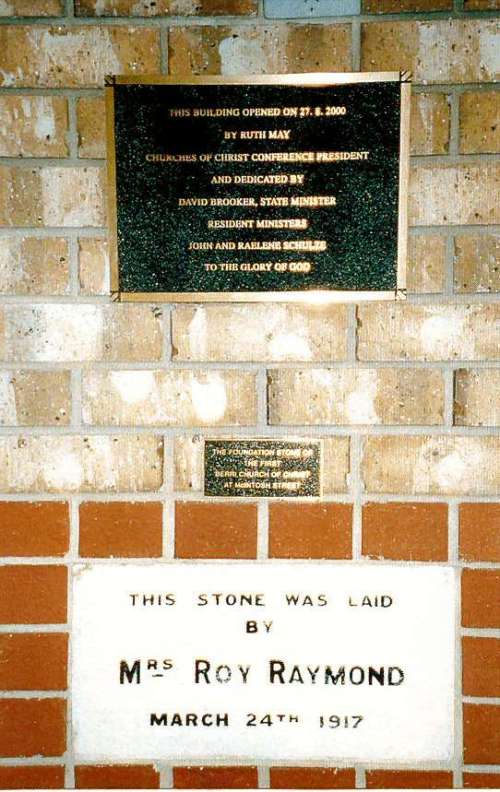 Foundation Stone, First Berri Church of Christ