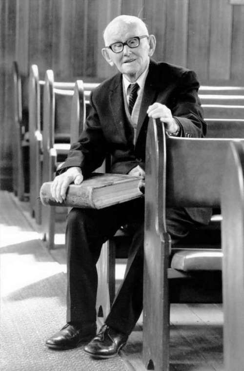 Roy Raymond, centenarian, in the Fremantle Church of Christ