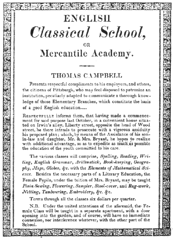 Advertisement for English Classical School