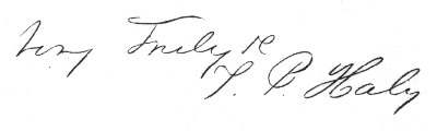 Autograph of T. P. Haley