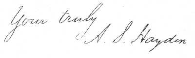 Autograph of A. S. Hayden