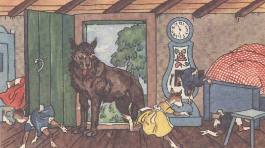 3. Bild: Der Wolf und die sieben Gei�lein  